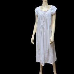 Eileen West Cotton Nightgown White Sleeveless Lace Tucks Sleep Dress Size Small Pajamas All Day, Eileen West, Cotton Nightgown, Sleep Dress, Lazy Sunday, Vintage Lingerie, White Sleeveless, Wonderful Things, Night Gown