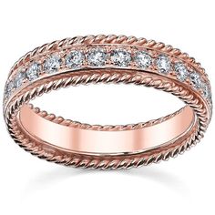 Rose Gold Diamond Eternity Band FG-VS Diamonds Rose Gold Eternity Ring, Gold Diamond Eternity Band, Rose Gold Eternity Band, Jewelry Websites, Jingle Jangle, Eternity Ring Gold, Jewelry Gallery, Vintage Inspired Rings, Black Diamond Engagement