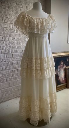 Victorian Gown Aesthetic, 70’s Wedding Dress, 70s Style Wedding Dress, 1970 Wedding Dress, 70s Gown, Vintage Wedding Dress 1970s, Gown Aesthetic, Vintage White Dress