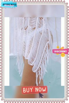 Women's Cover Up Beach Dress Beach Wear Mini Dress Tassel Fringe Hole Cute Casual Plain Crewneck Short Sleeve Loose Fit Outdoor Daily Black White Spring Summer One Size Summer Fringe Dress For Beach Cover-up, Bohemian Beach Dress For Beach Party, Summer Beachwear Cover-up With Tassels, Summer Poolside Swimwear With Tassels, Summer Fringe Swimwear For Beach Party, Tassel Swimwear For Poolside Summer, White Summer Dresses With Fringe, Summer Beach Party Swimwear With Fringe, Fringe Sleeveless Swimwear For Beach