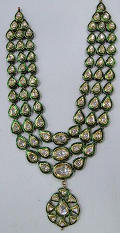 "20 carat solid gold, Old cut Diamonds and multicolor Enamel work necklace (Kundan Meena choker). A large necklace Ideal for special occasions set with eye popping clear old cut genuine Diamonds. A solid piece of jewelry good for family Heirloom which will last for ever. Multicolor enamel at the back giving this piece a unique look of quality, great workmanship and great value for Money. Length of necklace -30 cm (11.81\") Size could be adjusted according to your requirement by adding adjustable Polki Diamond Necklace, Earrings Kundan, Fine Gold Necklace, Work Necklaces, Gold Necklace Indian, Fake Jewelry, Large Necklace, Diamond Necklace Set, Polki Jewellery