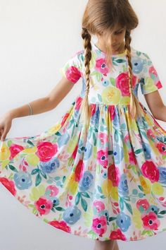 Mila & Rose Rosie Watercolor S/S Twirl Dress - Sizing information below. Ready to ship! Accessories sold separately under the main menu or click here to view bows & knee high socks: https://southernsweetchildren.com/collections/accessories The perfect dress for school, special occasions, and everyday play! This dress is a staple in Mila’s wardrobe. Scoop back and ballet neckline make getting dressed a breeze. Full skirt makes twirling extra fun. Super soft fabric stays bright wash after wash. FI Dress For School, Mila Rose, Girls Maxi Dresses, Rose And Rosie, Childrens Clothing Boutique, Girls Boutique Clothing, Kids Boutique Clothing, Getting Dressed, Twirl Dress