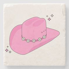 Cowboy Hat - Pink – Modern And Colorful Cowboy Hat Illustration. Cowboy Hat Illustration, Hat Illustration, Preppy Pink, Stone Coasters, Cowboy Hat, Pink Stone, Cowboy Hats, Cowboy, Coasters