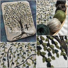 three pictures showing different types of crochet work