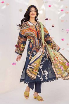 Gul Ahmed CBN-32016 Pre Cambric Collection Original brand suit fabric and photography lite diffrance in actual print. Sobia Nazir, Modest Girl, Pre Fall 2023, Pakistani Designer Clothes, Asian Designers, Asim Jofa, Sana Safinaz, Unstitched Dress Material, Gul Ahmed