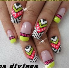 Karma Nails, Purple And Pink Nails, Neon Nail Art Designs, Mandala Nails, Indian Nails, Neon Nail Art, Natural Acrylic Nails, Hello Nails, Sns Nails