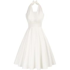 - Feature: Soft And Skin Friendly, Classic 1950s Style Halter Swing Dress, Sexy Front Wrapped Chest, Swing And Concealed Back Zipper, Unique Design Of A-Line Dress With Halter Neck Strap - Vintage Style: The A-Line Dress Will Better Decorate Your Waistline, And The Design Of The Halter Strap Adds A Sense Of Playfulness And Mystery To This Cocktail Dress. Match The Swing Retro Dress With Your Favorite Heels, This 1950s Vintage Dress Will Be More Elegant - Occasion:Classic 1950s Vintage Dress Can Elegant Vintage Evening Dress For Summer, Elegant Vintage Summer Evening Dress, Fitted A-line Vintage Dress For Party, White Fitted Vintage Dress, Classic Vintage Evening Dress For Summer, 1950s Style Vintage Wedding Dress, 1950s Style Fitted Party Dress, White Vintage Summer Party Dress, White Fitted Chic Vintage Dress