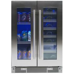 an image of two refrigerators with drinks in them