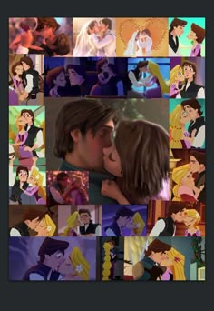 the kissing scene from disney's beauty and the beast is shown in this collage