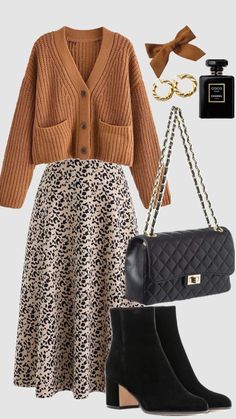 Accessories For Older Women, Skirt Ideas For Winter, Bougie Winter Outfits, Classy Outfits Skirts, Classy Winter Shoes, Winter Color Outfit Ideas, Sweater And Button Up Outfit, What To Wear To Church Casual, Warm Winter Work Outfits