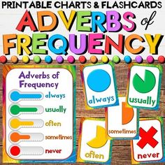 the printable chart and flashcards for adverbs of frequency