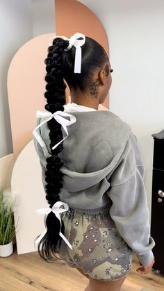 #sleek #ponytail #bows #hair #hairstyles #ponytailblackhairstyles #swoopponytail #blackhairstyles #backtoschoolhairstyles #cutehairstyle #cutehairstylesforteenagegirl #quickweave One Braids Ponytail, Plaited Ponytail Hairstyles, Cute Black Ponytail Hairstyles, Two Braids To Ponytail, Bow Ponytail Black Women, Zig Zag Middle Part Ponytail, Highlight Ponytail Black Women, Bow On Ponytail, Slick Back Short Ponytail