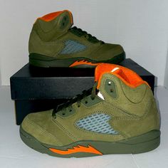 New New New Just Tried On Orange High-top Sneakers For Outdoor Activities, Orange Outdoor Sneakers With Round Toe, Orange Sneakers With Cushioned Footbed For Outdoor Activities, Jordan 6 Green, Orange Non-slip Sneakers With Round Toe, Jordan 6 Electric Green, Jordan 5 Retro Green Bean, Non-slip Orange Sneakers For Sports, Orange Non-slip Sneakers For Sports