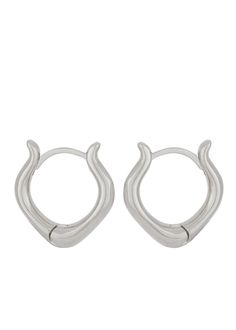 Juju Hoops in Silver – Mondo Mondo Modern Metal Small Hoop Huggie Earrings, Modern Small Hoop Metal Huggie Earrings, Silver Tarnish Resistant Huggie Earrings For Formal Occasions, White Gold Metal Huggie Jewelry, Tarnish Resistant Metal Huggie Earrings, White Gold Huggie Jewelry, Everyday Metal Huggie Earrings With Polished Finish, Polished Metal Huggie Earrings For Everyday, Everyday Elegant Hinged Huggie Earrings