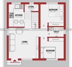 two story house plan with living room and kitchen in the floor plans for small houses