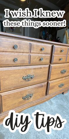 an old dresser with the words diy tips on it