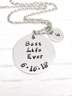 "Stamped with \"Best Life Ever\", a unique, meaningful and personalized baptism gift for adults and teens who decide to be baptized along with the date of baptism or attending regional convention. It comes with a nice gift box, it is ready for gifting or gift for self. Want to add a pop color on the necklace? Please click below link for swarovski pearl birthstone color necklace. https://www.etsy.com/listing/547195647/best-life-ever-jw-necklace-baptism?ref=shop_home_active_2 High quality stainles Necklace Teen, Baptism Necklace, Jw Convention Gifts, Best Life Ever, Jw Pioneer, Convention Gifts, Pearl Birthstone, Jw Gifts, Birthstone Colors