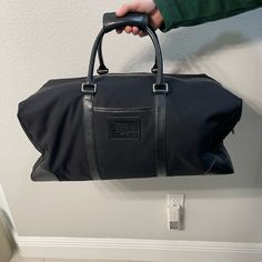 Used No Strap, 11 In Across , 9 In Wide , 10.5 High Black Duffle Bag, Coach Canvas, Large Travel Bag, Bags Coach, Coach Handbags, Large Black, Coach Bags, Travel Bags, Duffle Bag