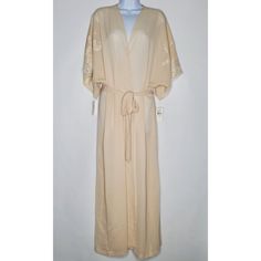 Elegant And Comfortable, This Natori Classics Robe In Medium Size Features A Flattering Fit And Intricate Lace Details On The Sleeves. Medium Size Ecru/Beige Color Intricate Lace Sleeve Details Belted Waist Embroidered V-neck Kimono For Spring, Elegant Cream Summer Kimono, Cream Kimono For Daywear In Spring, Summer Wedding V-neck Kimono, Spring Cream Robe For Loungewear, Spring Long Embroidered Robe, Cream Summer Daywear Robe, Spring Embroidered Long Robe, Spring Cream Kimono For Loungewear