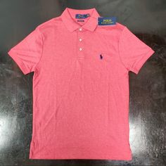 Polo Collared Shirt Sz Small Red Cotton Polo Shirt For Spring, Classic Red Fitted T-shirt, Fitted Pink Polo Collar T-shirt, Pink Cotton Polo Collar Top, Pink Polo Collar Top For Summer, Classic Fitted Pink Polo Shirt, Casual Pink Polo Shirt For Spring, Casual Pink Short Sleeve Polo Shirt, Classic Pink T-shirt For Summer