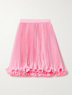 BALMAIN Ruffled plissé-satin mini skirt | NET-A-PORTER Balmain Skirt, Ruffle Skirts, Ruffled Mini Skirt, Satin Mini Skirt, Ruffle Hem Skirt, Gathered Dress, Estilo Preppy, Draped Skirt, Hem Skirt