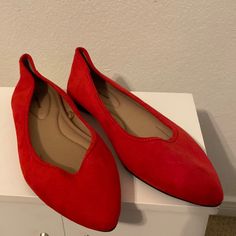 Cute Red Pointed Flats. Size 8.5! Never Worn But Doesn’t Have Tags Casual Red Flats For Spring, Red Round Toe Flats For Fall, Red Flats For Fall, Red Slip-on Flats For Spring, Red Almond Toe Flats For Fall, Red Synthetic Flats With Flat Heel, Red Synthetic Flats, Red Casual Synthetic Flats, Casual Red Synthetic Flats