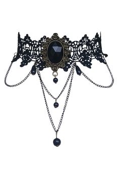 Our most popular Gothic & Victorian accessory! matches with all Dare tops and dresses black beads and chains add extra va-va-voom claw closure with adjustable chain extension, so one size fits any neck circumference metal: zinc alloy imported Take your Dare outfit to the next level with this sexy accessory! Black Lace Choker Necklace, Victorian Accessories, Black Lace Choker, Lace Choker Necklace, Lace Tattoo, Lace Choker, Black Choker Necklace, Gothic Victorian, Va Va Voom