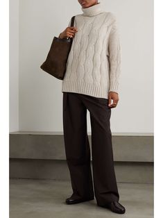 Oversized Cable Knit Sweater For Work, Oversized Cable Knit High Neck Turtleneck, Oversized Cable Knit Turtleneck, Elegant Cable Knit Turtleneck For Fall, Chic Turtleneck Cable Knit Sweater, Elegant Cable Knit Turtleneck Sweater, Wool Cable Knit High Neck Sweater, Chic Cable Knit Turtleneck Sweater, Cozy Wool Cable Knit Turtleneck