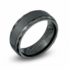 men's wedding band with black ceramic inlay