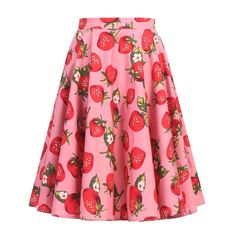 jupe-annee-50-fraises Rockabilly Skirt, 50s Glamour, 50s Skirt, 50s Retro, Feminine Skirt, Office Skirt, Dressy Blouse, High Waist Skirt, Party Skirt