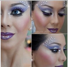 I don't like the size of the jewels or shape of them going up...but a different way of this? Fairy Fantasy Makeup, Extreme Make-up, Carnaval Make-up, Fairy Make-up, Fantasy Make-up, Make Carnaval, Halloweenský Makeup, Mekap Mata, Carnival Makeup