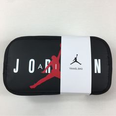 Brand New With Tags Nike Air Jordan Travel Dopp Kit Clutch Bag Toiletries Bag Black Red White New Casual Travel Bag With Rectangular Case, Casual Travel Bag With Rectangular Shape, Casual Rectangular Travel Bags, Portable Black Rectangular Bag, Functional Black Pouch Travel Bag, Casual Black Portable Pouch, Portable Black Travel Bag, Functional Black Portable Travel Bag, Trendy Black Portable Pouch