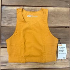 Rei Women’s Cropped Tank, Take Your Time Bra Top, Size Small, Color: Rustic Gold. Brand New With Tags! Orange Sleeveless Workout Tops, Orange Sleeveless Top For Workout, Fitted Orange Workout Tank Top, Orange Yoga Tops, Fitted Mustard Sleeveless Top, Mustard Fitted Sleeveless Top, Orange Stretch Yoga Tops, Stretch Orange Yoga Tops, Orange Stretch Tops For Yoga