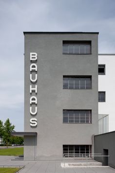 a building with the word baccs written on it's side in white