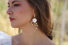 Delicate Polymer Сlay Flower Bridal Earrings, Opal Boho Wedding Earrings, Chandelier Statement Earrings For Bride, Gold Statement Jewelry ❤️CELINE Gold Statement Jewelry, Earrings For Bride, Boho Wedding Earrings, Wedding Earrings Chandelier, Earrings Opal, Earrings Chandelier, Wedding Boho, Wedding Jewelry Earrings, Wedding Earrings