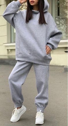 Grey Set Oversize Hoodie Cotton Loose Sports Trousers. This grey two piece pants set is made of a soft stretchable fabric. This grey two piece pants set is perfect for day out and workouts. This grey two piece pants set will make you look very cute and sexy. The features of this two piece set are the following: pants and hoodie top set, grey color, soft stretchable fabric. Cheap Gray Activewear For Loungewear, Affordable School Hoodie Tops, Grey Sport Pant, Oversized Pants Set, Oversized Hoodie For Sports, Luxury Gray Women's Sets, Sweat Suit Outfits Women, Casual Two Piece Outfits, Top With Pants