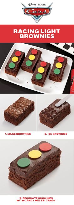 the cars movie poster is shown with instructions for how to make brownies