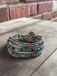 Wrap bracelet that goes around the arm three times. Artistic jewelry with a hobo style. U will love it and it's a great gift! Turquoise Multi-strand Wrap Bracelet As Gift, Adjustable Hand Wrapped Bracelet For Festivals, Festival Adjustable Hand Wrapped Bracelet, Bohemian Adjustable Hand Wrapped Bracelet, Adjustable Hand Wrapped Wrap Bracelet For Festival, Bohemian Hand Wrapped Adjustable Wrap Bracelet, Adjustable Multicolor Artisan Wrap Bracelet, Adjustable Wrap Bracelet For Festival, Unique Adjustable Wrap Bracelet For Festivals