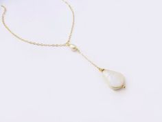 Freshwater Pearl Necklace - Y Necklace - Dainty Pearl Jewelry in Sterling Silver, 14k Gold Filled or Rose Gold Filled Long Drop Pearl Drop Necklace Gift, Long Drop Pearl Pendant Necklace Gift, Delicate Pearl Drop Dangle Necklace, Gift Pearl Drop Lariat Necklace, Long Drop Pearl Necklace With Adjustable Chain As Gift, Long Drop Pearl Drop Necklace As Gift, White Drop Lariat Necklace With Pearl Drop, Long Drop Pearl Necklace Gift, Long Drop Pearl Pendant Necklace As Gift