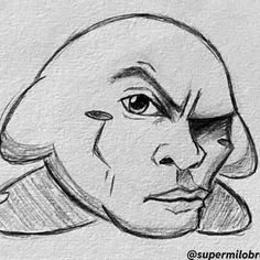 a drawing of a man's face in black and white, with the caption that