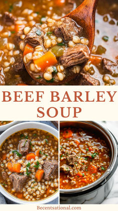 Beef Barley Soup - Savor the rich flavors of this classic Beef Soup paired with nutritious barley! This Beef Barley Soup is an easy-to-make recipe perfect for Crockpot Soup lovers. Save this pin for one of the most satisfying Easy Slow Cooker Recipes to try at home.