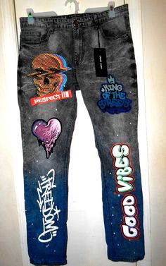 Up for sale is a Create 2MRW Men's 34 x 32 Gray to Blue w/Paint Splatter & Graffiti Jeans NWT. This item is in brand new condition as pictured above! A must have for the collector or fan. Always open to reasonable best offers....make me one! I always combine shipping for U.S. customers....best rates on ebay Please check out my store for more awesome items! I use the Global Shipping Program for international sales, they set the shipping price for international items If you are in anyway unsatisfi Urban Style Paint Splatter Jeans For Streetwear, Graffiti Jeans, Take Care Of Me, Paint Splatter, Cool Items, The Collector, Must Haves, Graffiti, Shoe Accessories