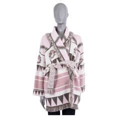 100% authentic Alanui Icon belted jacquard wrap cardigan in Ophelia pink cashmere (100%) with details in brown, pale pink and ivory. Features fringed edges and two side pockets. Has been worn and is in excellent condition. Measurements Tag Size L Size L Shoulder Width 136cm (53in) Bust From 146cm (56.9in) Waist To 134cm (52.3in) Hips From 142cm (55.4in) Length 81cm (31.6in) Side Seam Length 48cm (18.7in) Sleeve Length 45cm (17.6in) Belt Length From 186cm (72.5in) All our listings include only th Famous Outfits, Cardigan Oversized, Belted Cardigan, Designer Party Wear Dresses, Aztec Pattern, Wrap Cardigan, Warm Coat, Party Wear Dresses, Fashion Lookbook