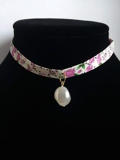 "Purple roses on white background ribbon choker necklace with a 10mm pearl dangle from the middle of the necklace. Minimalist style, great gifts for her, birthdays, teens, weddings, anniversary gifts, just to show someone you was thinking of them. Measurements: choker 12\" with 4\" extension pearl 10mm" Handmade Spring Choker As A Gift, Spring Choker Jewelry Gift, Spring Gift Choker Jewelry, Adjustable Choker For Gifts In Spring, Adjustable Spring Choker For Gifts, Adjustable Spring Choker As Gift, Elegant Spring Choker As A Gift, Elegant Spring Choker For Gifts, Spring Gift White Choker