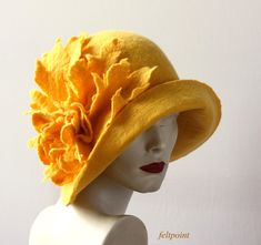 Yellow felt hat, Millnery felt hat, yellow hat felt hat, Cloche hat, Felted Hats, felt hat, Cloche Hat,Flapper Hat, Art Hat, Art Deco hat, 1920s hat, Art Hats, hat, cloche , 1920's hat, Gatsby's hat, Mrs Fisher hat Hats&Caps Accessories Handmade Great, very flattering hat ! The hat is soft, very pleasant to the touch, nicely placed on the head. Special and unique ! Sophisticated and elegant ! This hat is made in yellow color No 6. I can make this hat in other colors and sizes. Made just for you Fishers Hat, Art Hats, Art Deco Hats, 1920s Hat, Felted Hats, Gatsby Hat, Hat Art, Flapper Hat, Yellow Hat