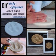 some pictures and instructions for how to make baby keepsakes using simple homemade clay