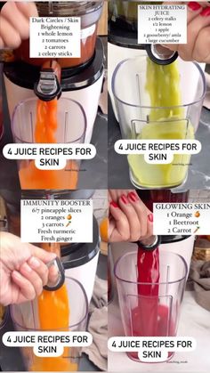 the steps to make juice in a blender for skin care and hair growth, with instructions on how to use it