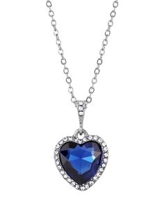 in stock Blue Heart Cut Necklace For Formal Occasions, Formal Sapphire Heart Necklace, Blue Heart Cut Jewelry For Party, Blue Heart Pendant Necklace For Formal Occasions, Blue Heart-shaped Necklace For Formal Occasions, Blue Jewelry For Valentine's Day Party, Formal Blue Heart Pendant Necklace, Blue Heart Pendant Jewelry For Party, Blue Heart Necklaces For Party