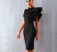 Bandage Dress "Roses" – Pisani Maura Celebrity Runway, Strapless Sheath Dress, Bandage Dress Black, Hippie Top, Lingerie Vintage, Ruffle Bodycon, Red Sleeveless Dress, Night Club Dress, Dress Bodycon