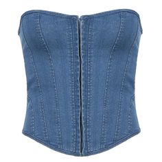 Style: Sexy Fit: Slim Fabric: Denim Pattern: Solid Element: Lace up,Boning Top Length: Short Neckline: Sweetheart Product Type: Tube Top Main Composition: Cotton Season: Summer Corset Fits, Denim Tube Top, Comfy Blouse, Denim Tank Top, Denim Corset Top, Corset Vest, Denim Tank, Bodycon Tops, Denim Corset